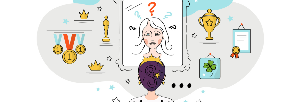 3 Tips for Overcoming Imposter Syndrome illustration of a woman looking into a mirror doubting herself
