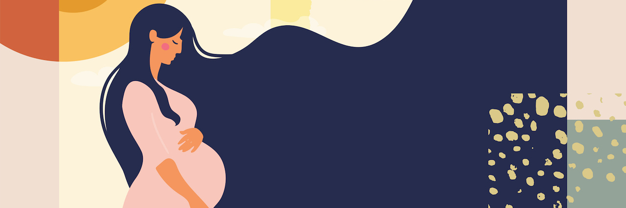 Dealing With Anxiety During Pregnancy and Having an Anxious Son An illustration of a pregnant woman, her hair sweeping out in front of her