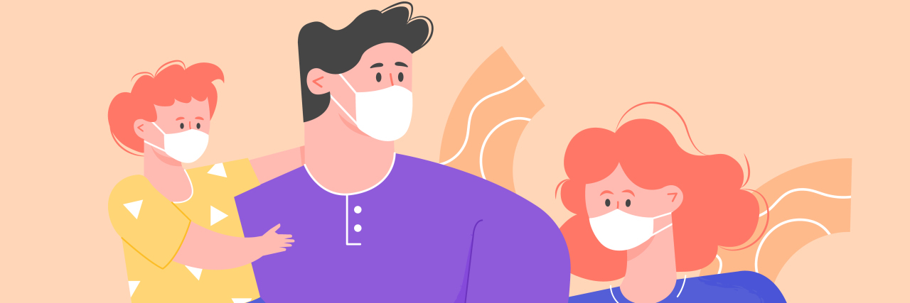 The Mighty Survey: Coronavirus Is Taking a Toll on Family Ties Family in protective medical masks. Dad, mom, son and daughter together do not spread the viral infection