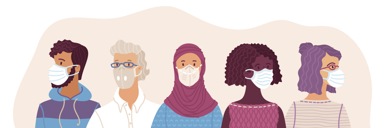 The Mighty Survey: Coronavirus Emotions Shift From Fear to Distrust Women and men wearing safety breathing masks.