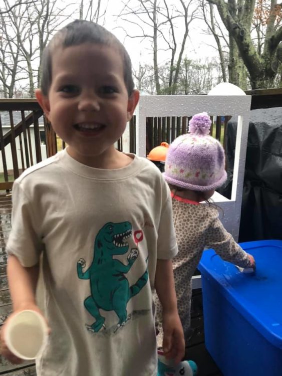 kids playing in the rain