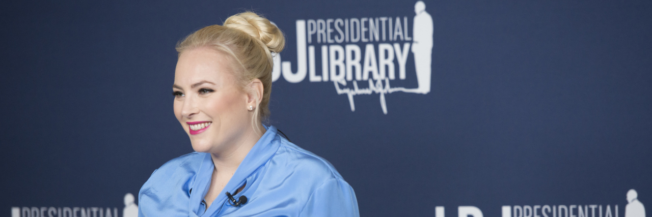 Meghan McCain answers questions for Austin media before an event.