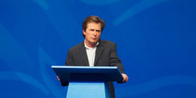 Michael J. Fox gives a speech at Lotusphere