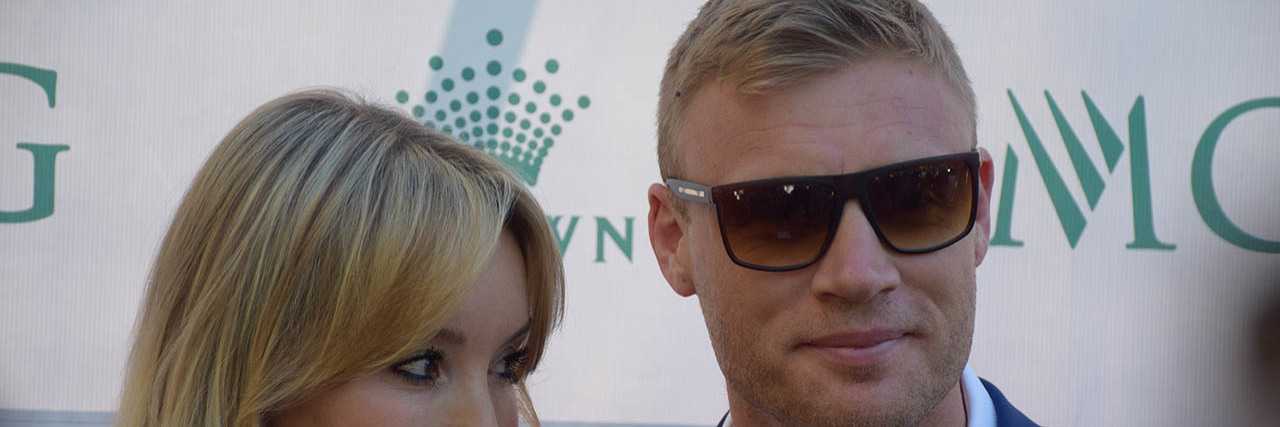 Top Gear host Freddie Flintoff with his wife on the Red Carpet