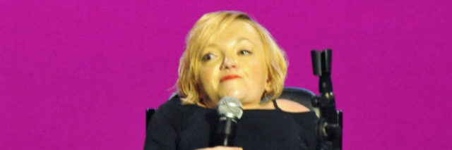 Stella Young, a wheelchair users, speaks onstage