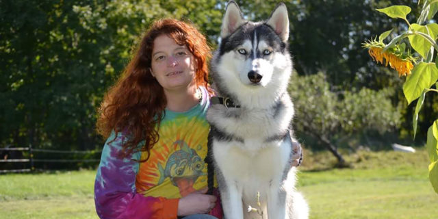 Kimberly with her husky Takoda.