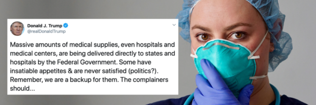 The President's tweet over a photo of a nurse