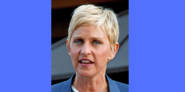 Ellen Shares She Was Sexually Assaulted by Her Stepfather as a Teenager Ellen DeGeneres wears a blue suit while outsite
