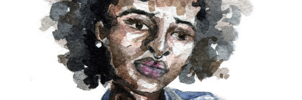 Learning to Live With My Lousy Roommate, Lupus Watercolor of African woman.