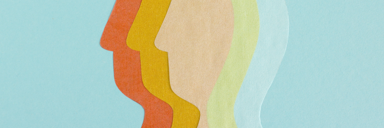 What a Trauma Therapist Wants Everyone to Know During COVID-19 Composed row of transparent paper cutout of heads overlapped on blue background