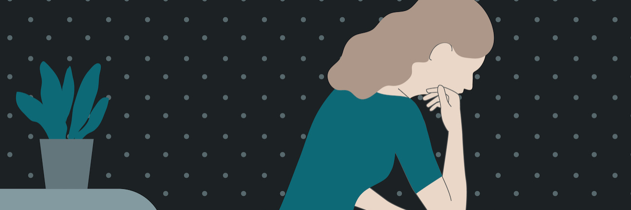 Using the Serenity Prayer to Get Through COVID-19 Illustration of a woman in a dress, sitting on a rock with her head in her hands