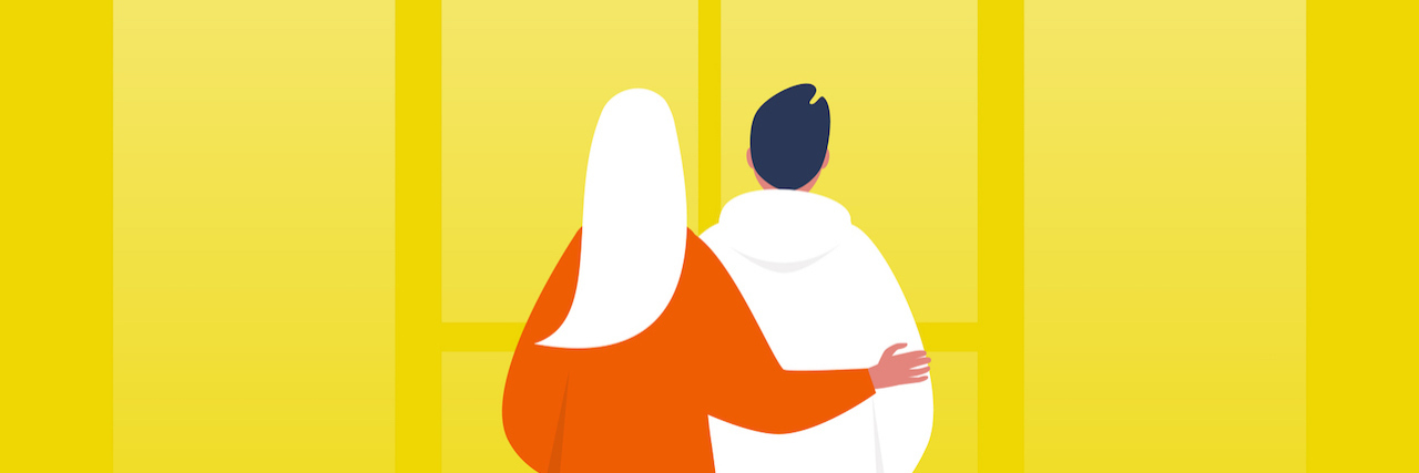 I Promised My Friend I Wouldn't Kill Myself A man and a woman holding each other in friendship