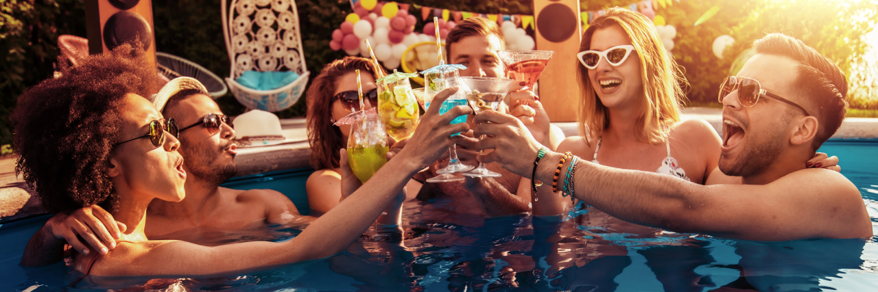 End of COVID-19 Quarantine Endangers Those With Chronic Illness People having a pool party.