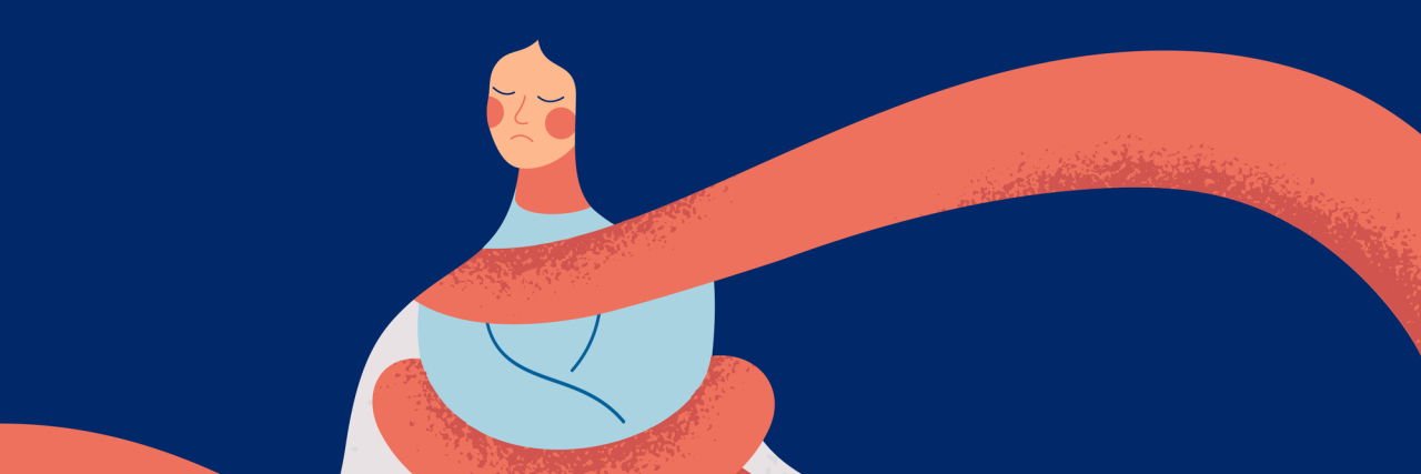 How to Understand Your Emotional Reaction to COVID-19 Isolation illustration of woman with flying hair tide with a rope