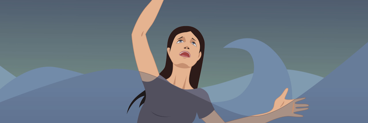 Surviving Survival Mode: Coping with the COVID-19 Pandemic A woman "drowning"