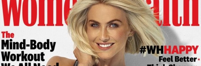 Women's Health magazine cover of Julianne Hough, a young woman with short blonde hair.