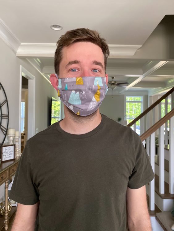 Man wearing forrest face mask