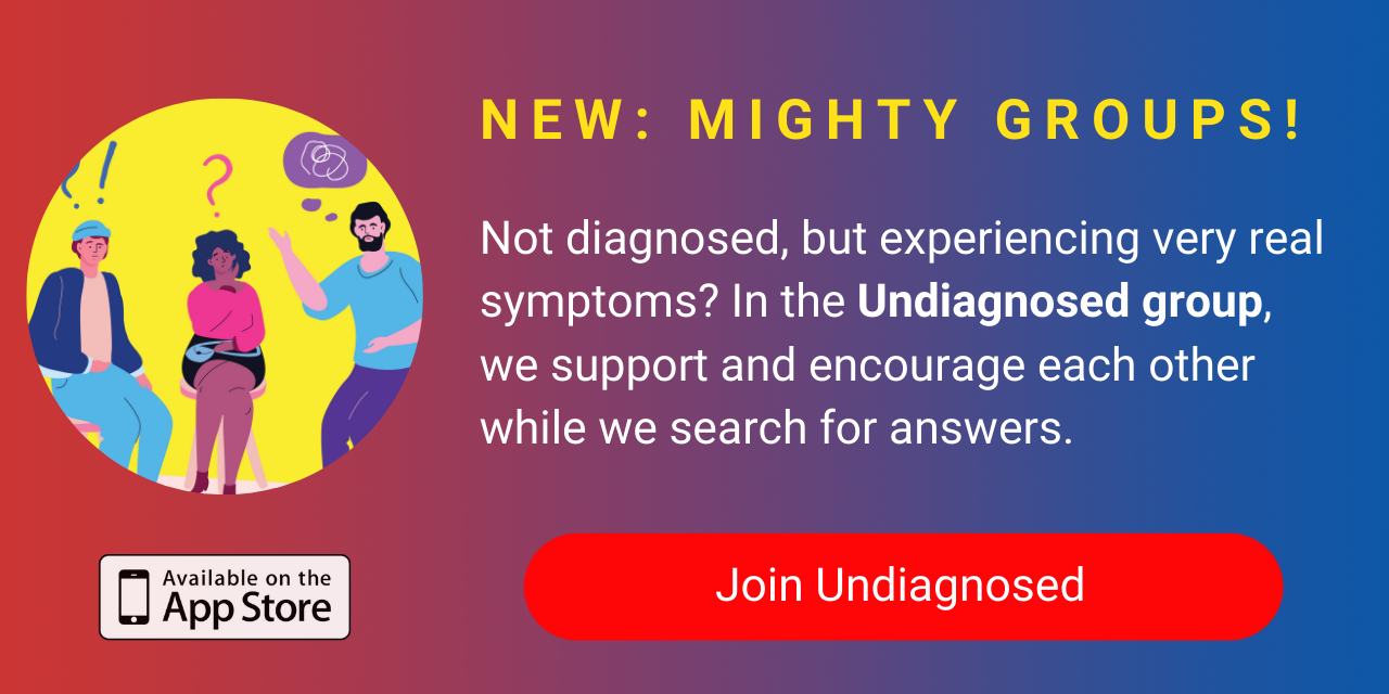 A banner promoting The Mighty's new Undiagnosed group on The Mighty mobile app. Click to join.