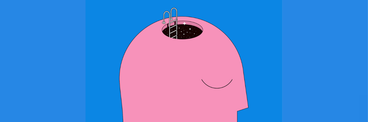 Tips for Working in a Psychiatric Hospital illustration of a head with peep hole