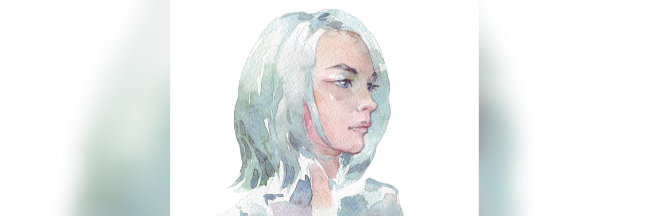 Watercolor image of profile of woman