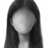 grayscale illustration of woman with no facial features