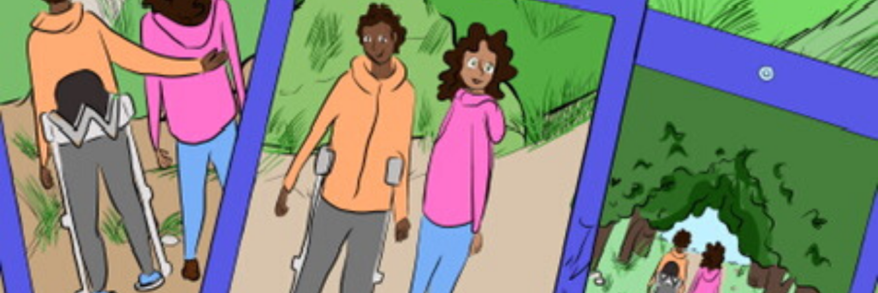 Toyota Mobility Org Unveils Disability Story Series 'Going Further' A couple, the man using a mobility device, in a series of photos walking in a park