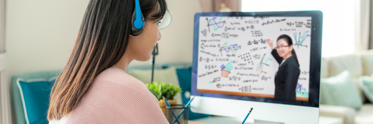 Please Remember to Thank Teachers During the COVID-19 Pandemic Student doing online school during the pandemic.