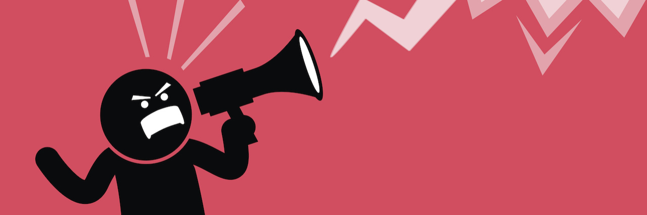 An illustration of a person mad, yelling into a megaphone