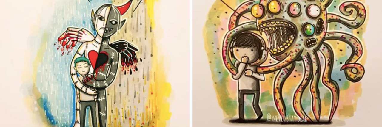 Instagram Artist Never Stay Dead Draws Mental Illnesses as Monsters Never Stay Dead Mental Illness Monsters