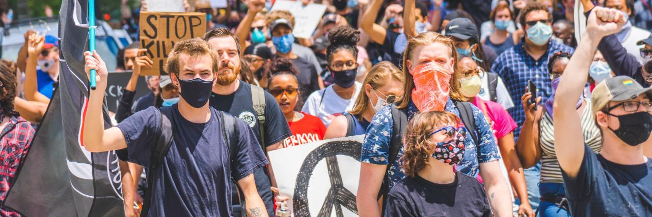 group of protestors at a Black Lives Matter rally