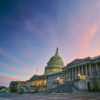 A beautiful sunset over the US Capitol Building in Washington, D.C.