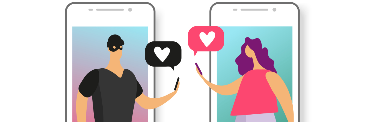 When Scammers Target People With Developmental Disabilities Woman talking to scammer on dating app.