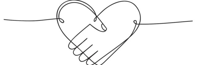 Illustration of hand shake in a heart design