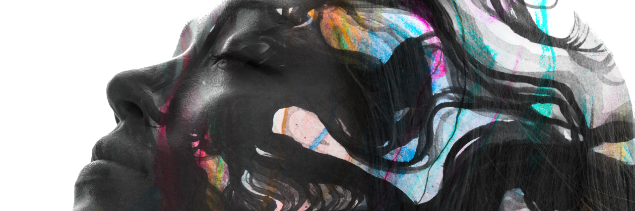 It's OK to Have Mixed Feelings About Living With a Disability Paintography of a woman with colorful swirls.