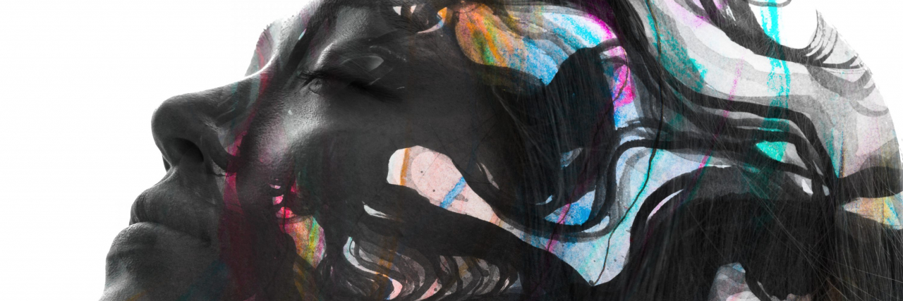 17 People Living With Dystonia Explain What It's Like Paintography of a woman with colorful swirls.