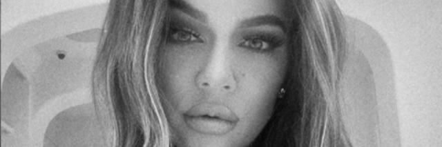 Khloe Kardashian selfie in black and white