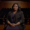 Octavia Spencer sits in a chair in front of empty rows of theater seats
