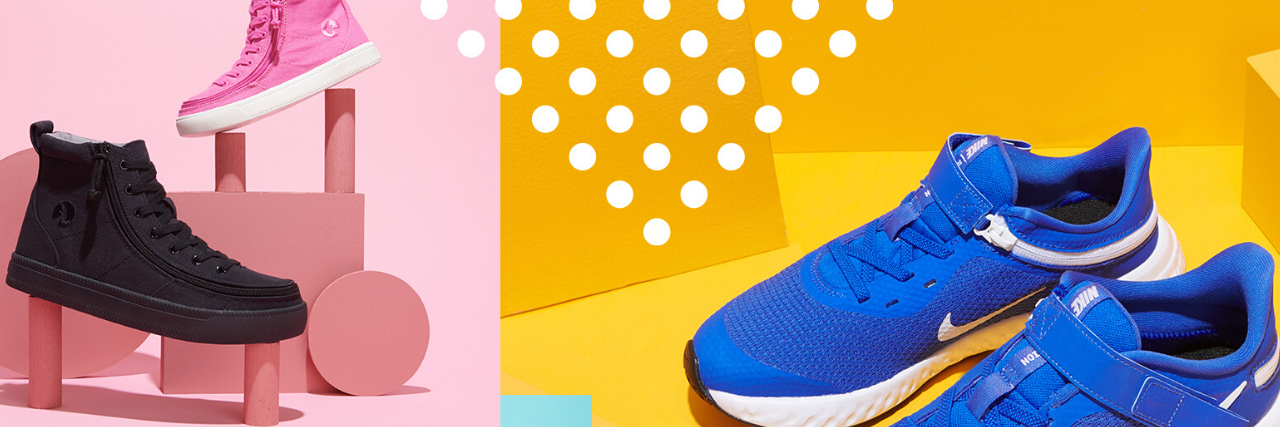 Zappos Adaptive Launches Single and Different Size Shoes Test Program Multiple shoes on a colorful background