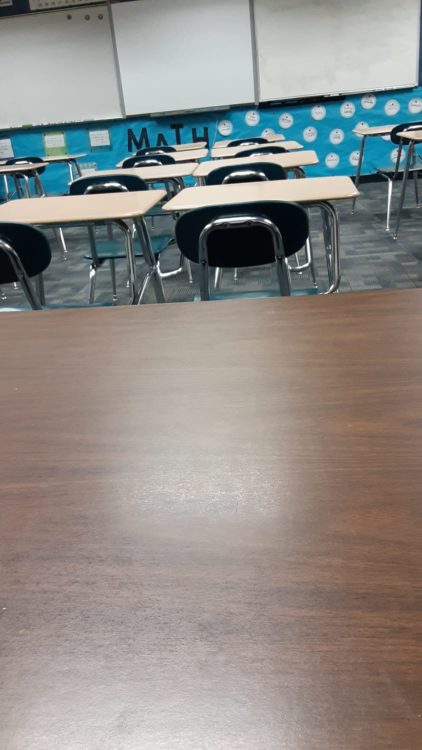 Desks in a classroom