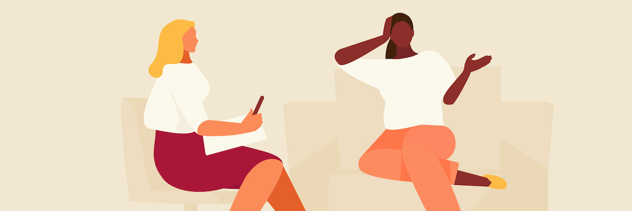 How to Treat Depression Without Medication Illustration of psychologist or therapist with patient during therapy