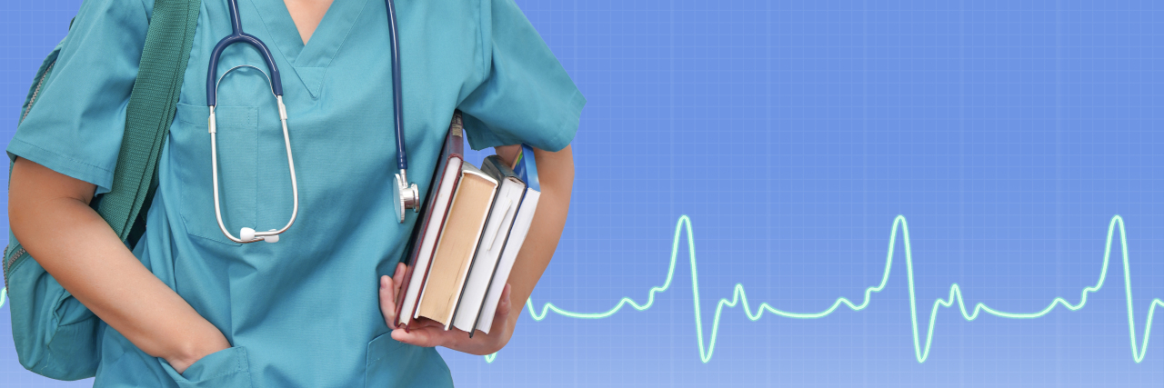 How Medical School Perpetuates Ableism in Medicine Female medical student carrying books.