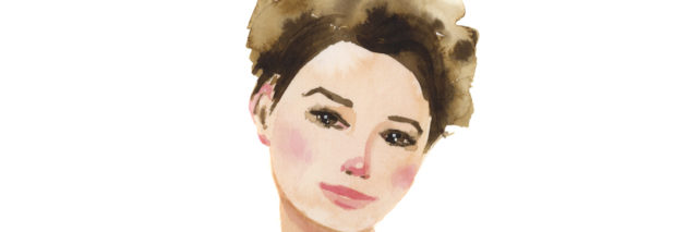 Watercolor portrait of a woman with short hair