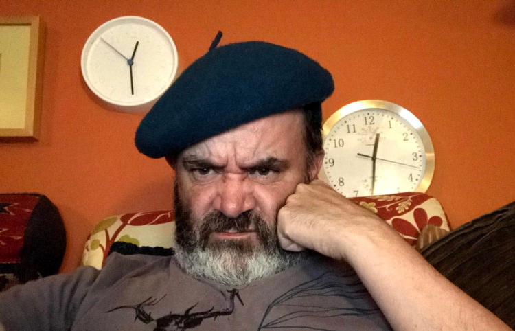 The author wearing a beret