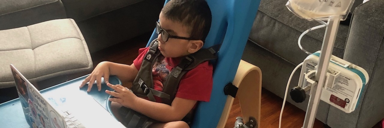 Amid Pandemic, Young Kids With Disabilities Missing Out On Services Gavin Alcala, 3, of Los Angeles participates in an online class through his day care, Centro de Niños.