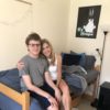 Kathy with Ryan in his college dorm room.