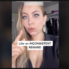 A woman talking on TikTok, the words "inconsistent reward" is on the screen