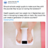 A tweet showing someone standing on a scale
