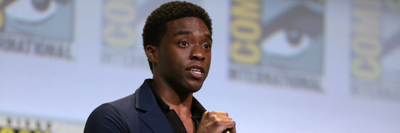 One Reason Chadwick Boseman May Have Chosen to Hide His Cancer Chadwick Boseman speaking at the 2016 San Diego Comic Con International, for "Black Panther", at the San Diego Convention Center in San Diego, California.