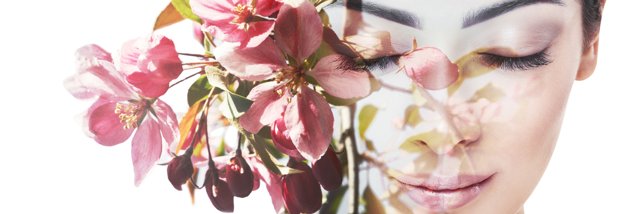 Healing and Experiencing Setbacks in Life With Lyme Disease Woman double exposure photo with flowers.