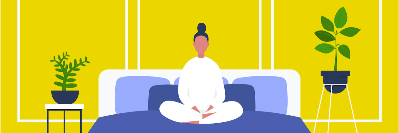 Recovering From the Exhaustion of a 'Social Hangover' as an Empath Illustration of female character sitting in bed